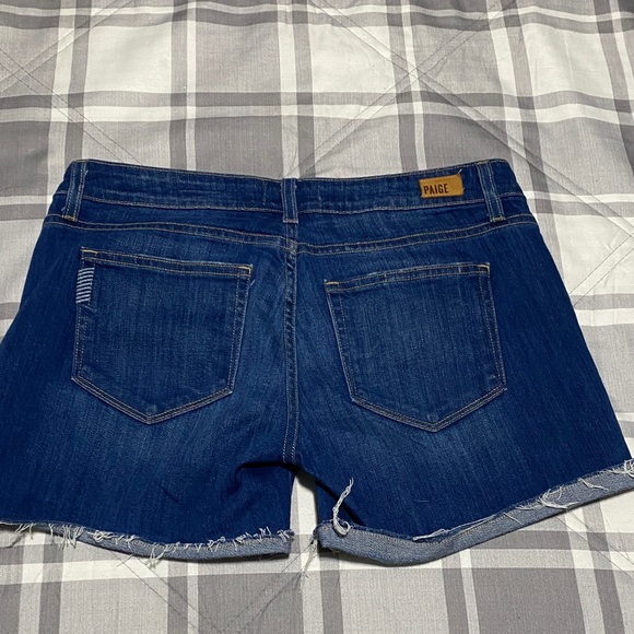 PAIGE Jimmy Jimmy Women's Distressed Dark Blue Jean Shorts Size 27 - Picture 5 of 5